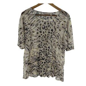 Chicos Easywear Animal Print Lightweight & Sheer Fabric Top Size 2 US L